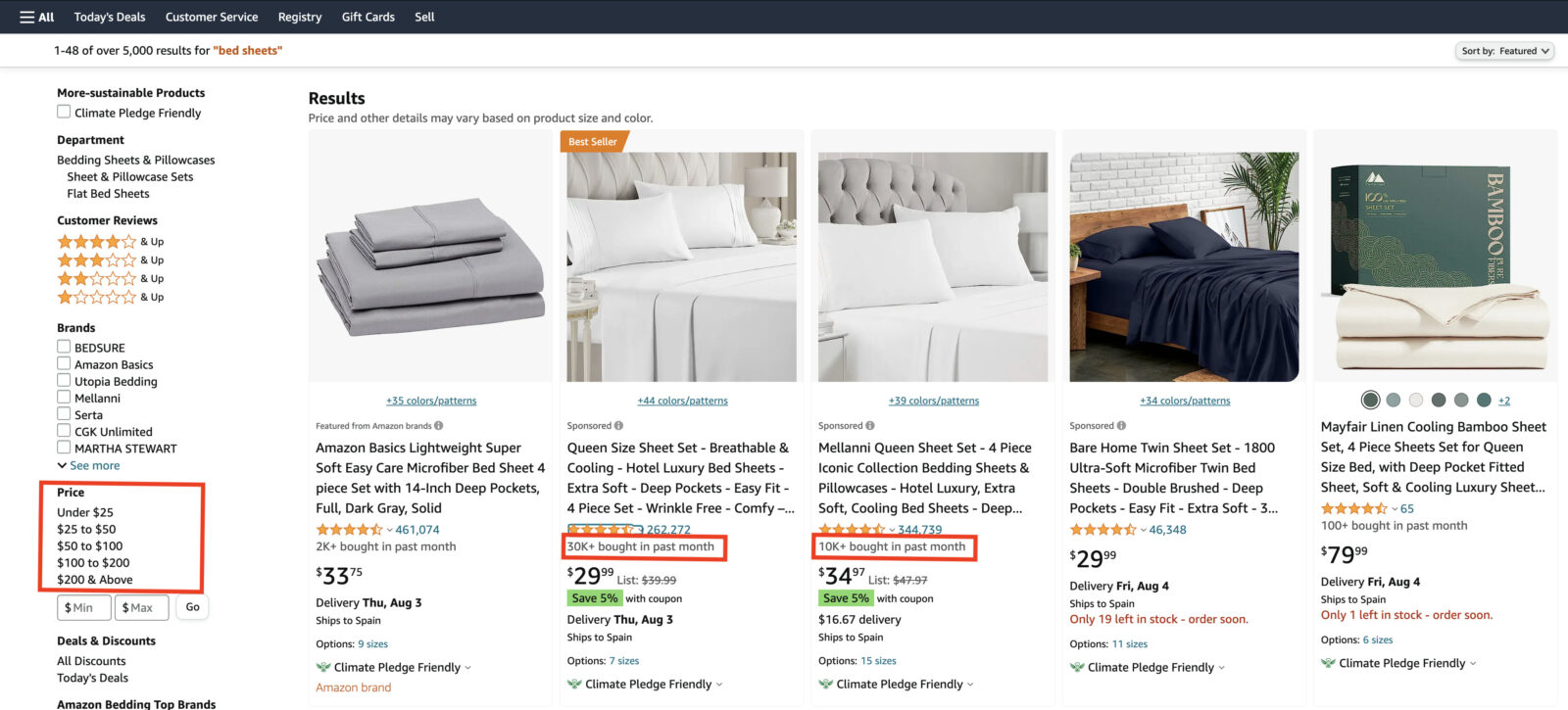 Niche analysis: bed linen on Amazon
